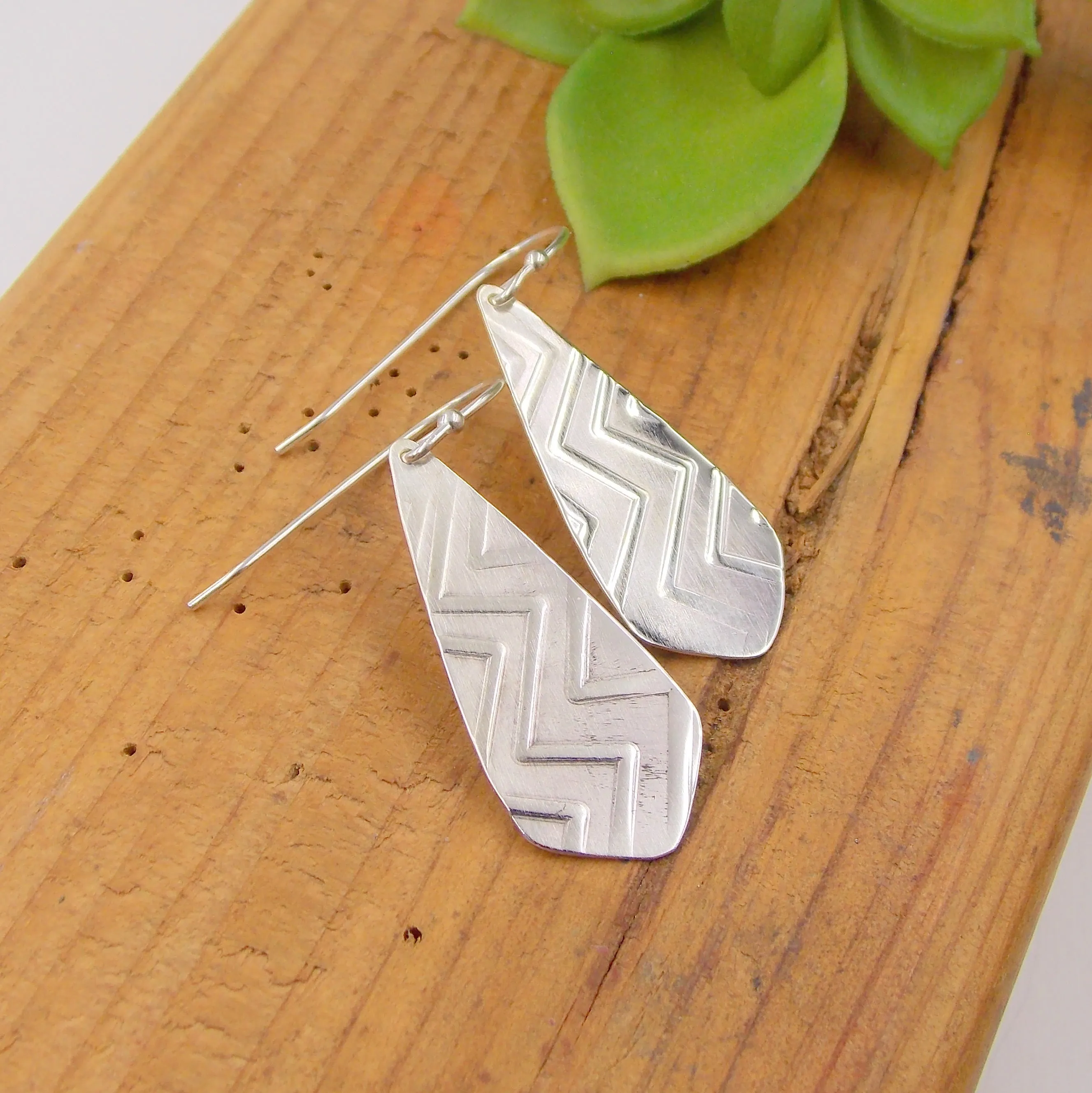 Chevron Zigzag Dangle Earrings: sterling silver
