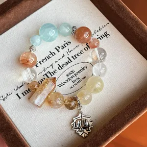 Citrine Aquamarine Hematoid Quartz Bracelet