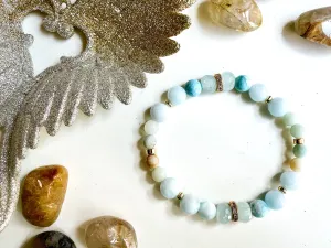Connecting with the Archangel || Archangel Raguel || Aquamarine, Larimar & Amazonite Beaded Bracelet