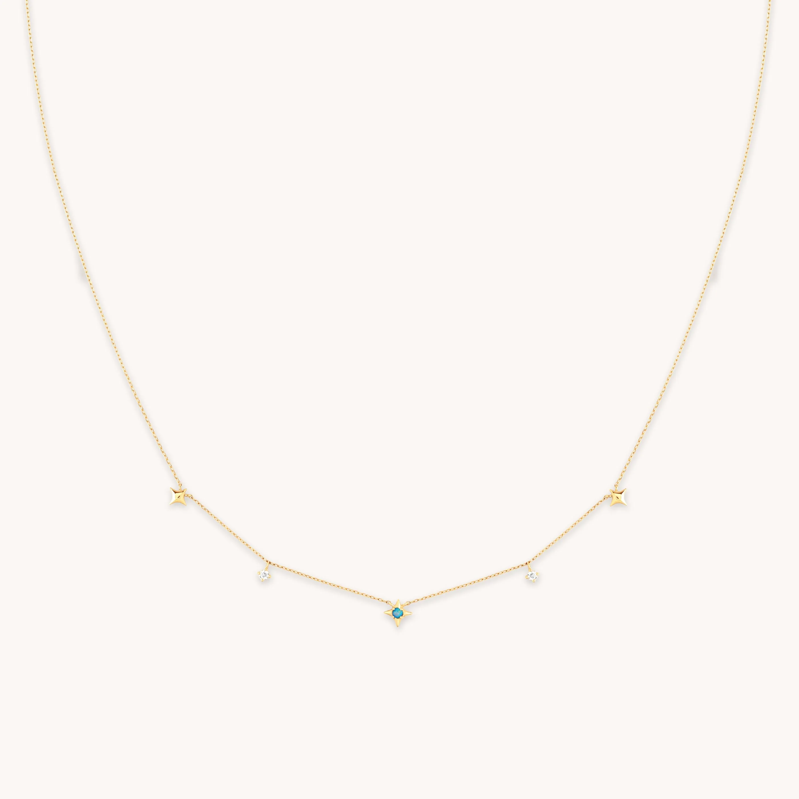 Cosmic Star Opal Charm Necklace in Solid Gold