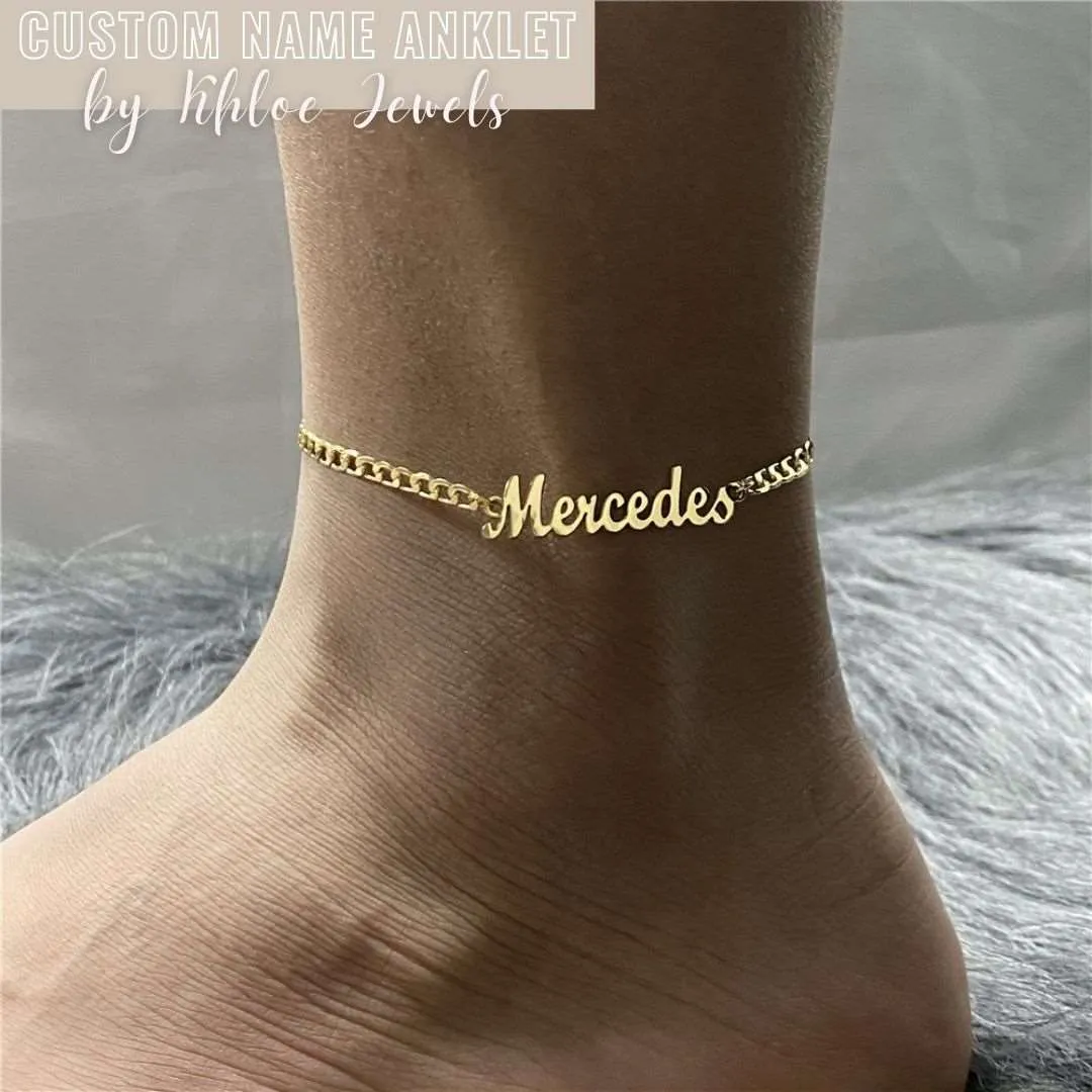 Cuban Link Custom Name Anklet