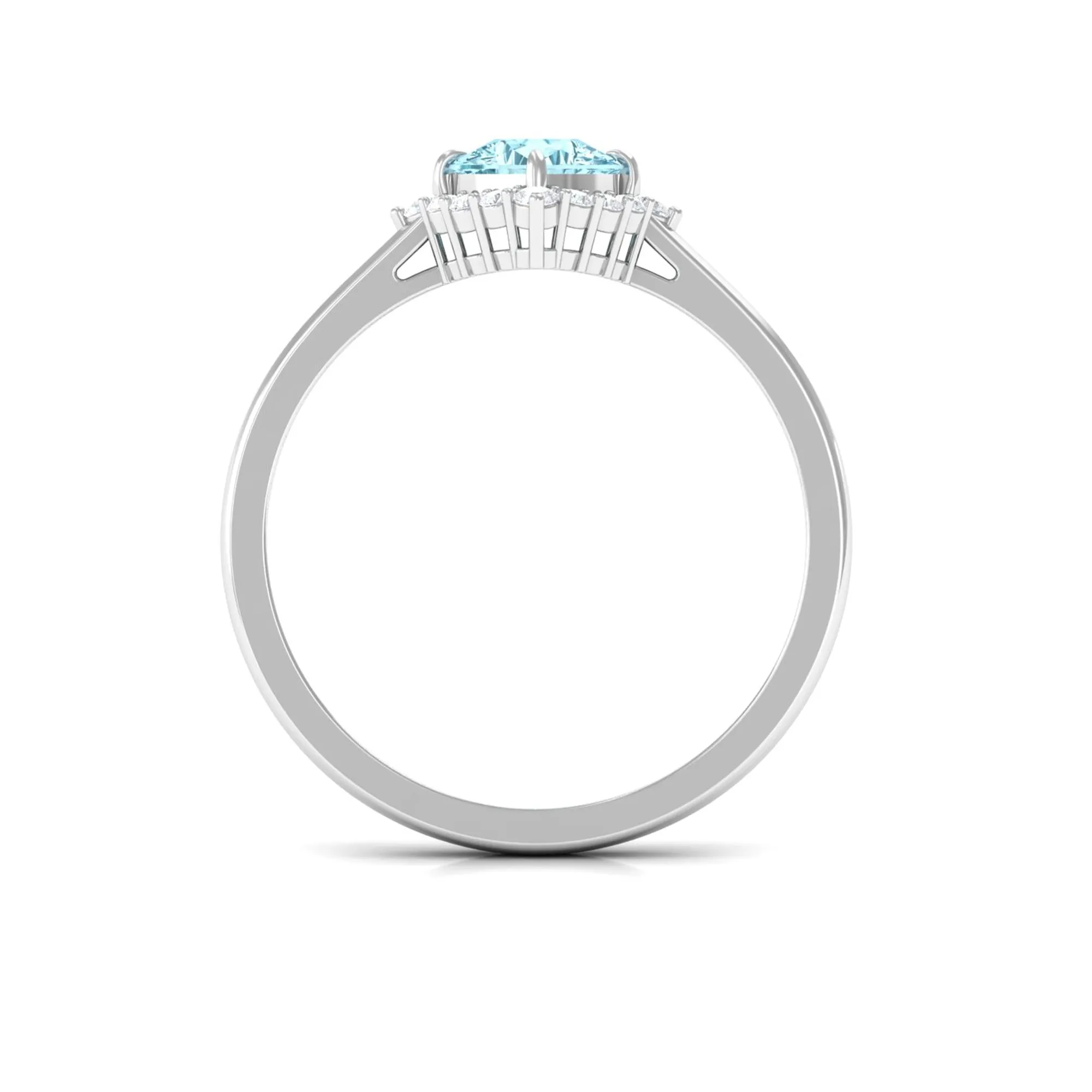 Cushion Cut Aquamarine and Diamond Halo Engagement Ring