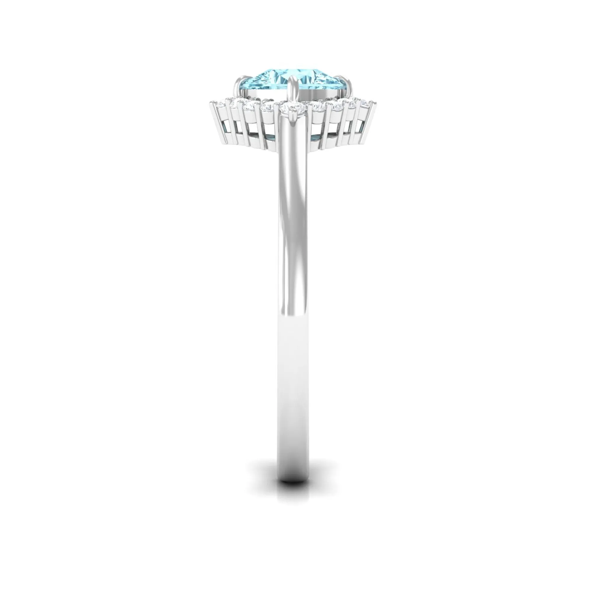 Cushion Cut Aquamarine and Diamond Halo Engagement Ring