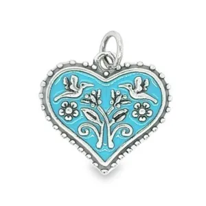 D1181 Aquamarine Heart Flower Pendant