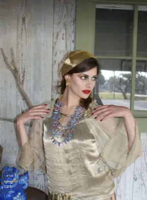 Death Becomes Her Inspired Egyptian Revival Inspired Gorgeous Kenneth J Lane Lotus 3 strand Grand Beaded Necklace