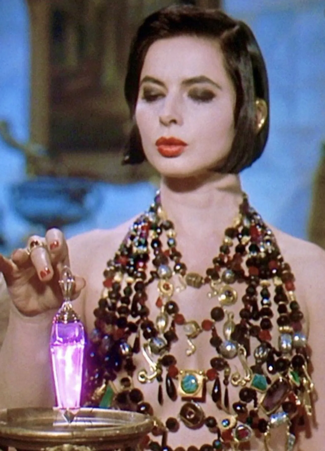 Death Becomes Her Inspired Egyptian Revival Inspired Gorgeous Kenneth J Lane Lotus 3 strand Grand Beaded Necklace