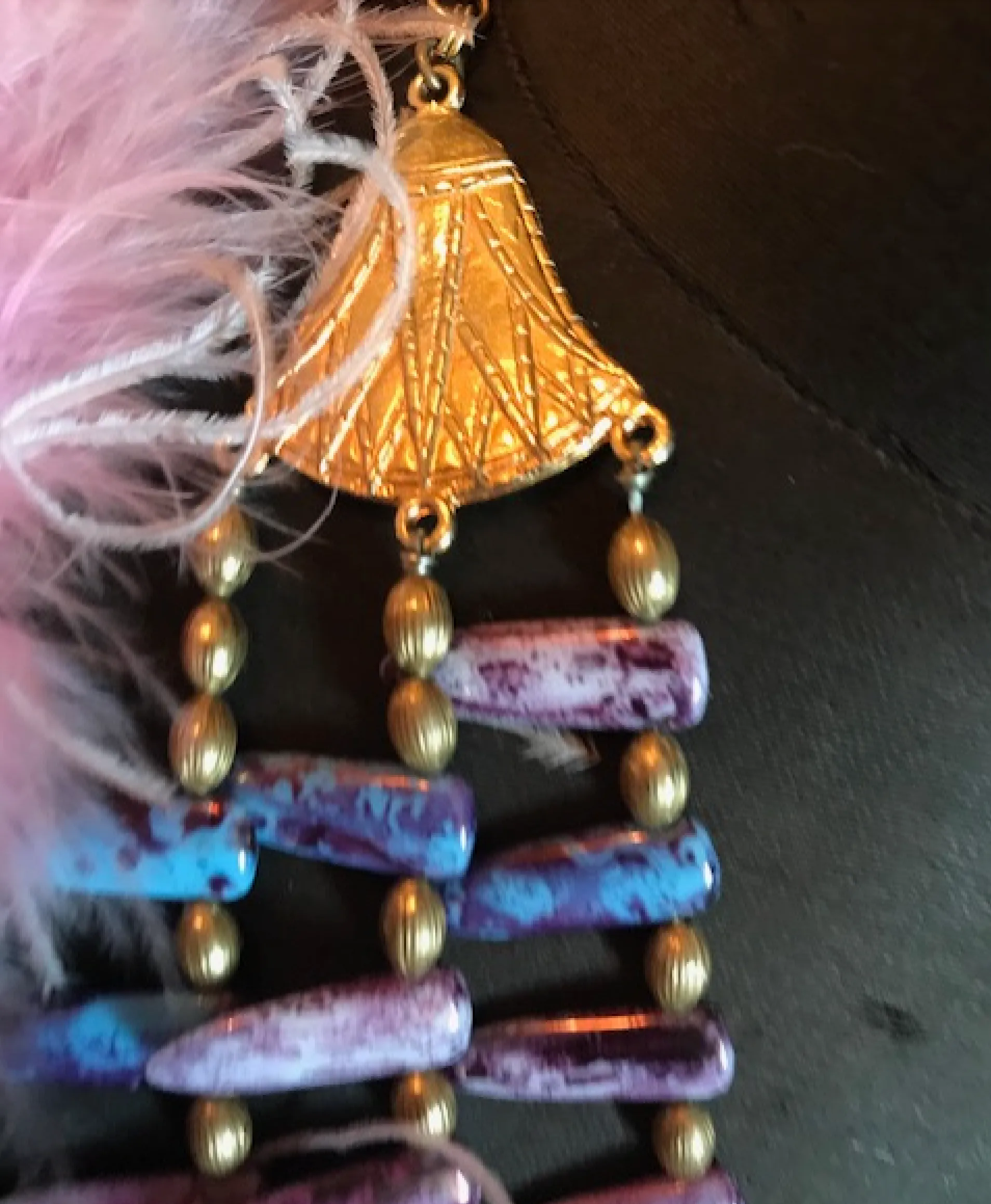 Death Becomes Her Inspired Egyptian Revival Inspired Gorgeous Kenneth J Lane Lotus 3 strand Grand Beaded Necklace