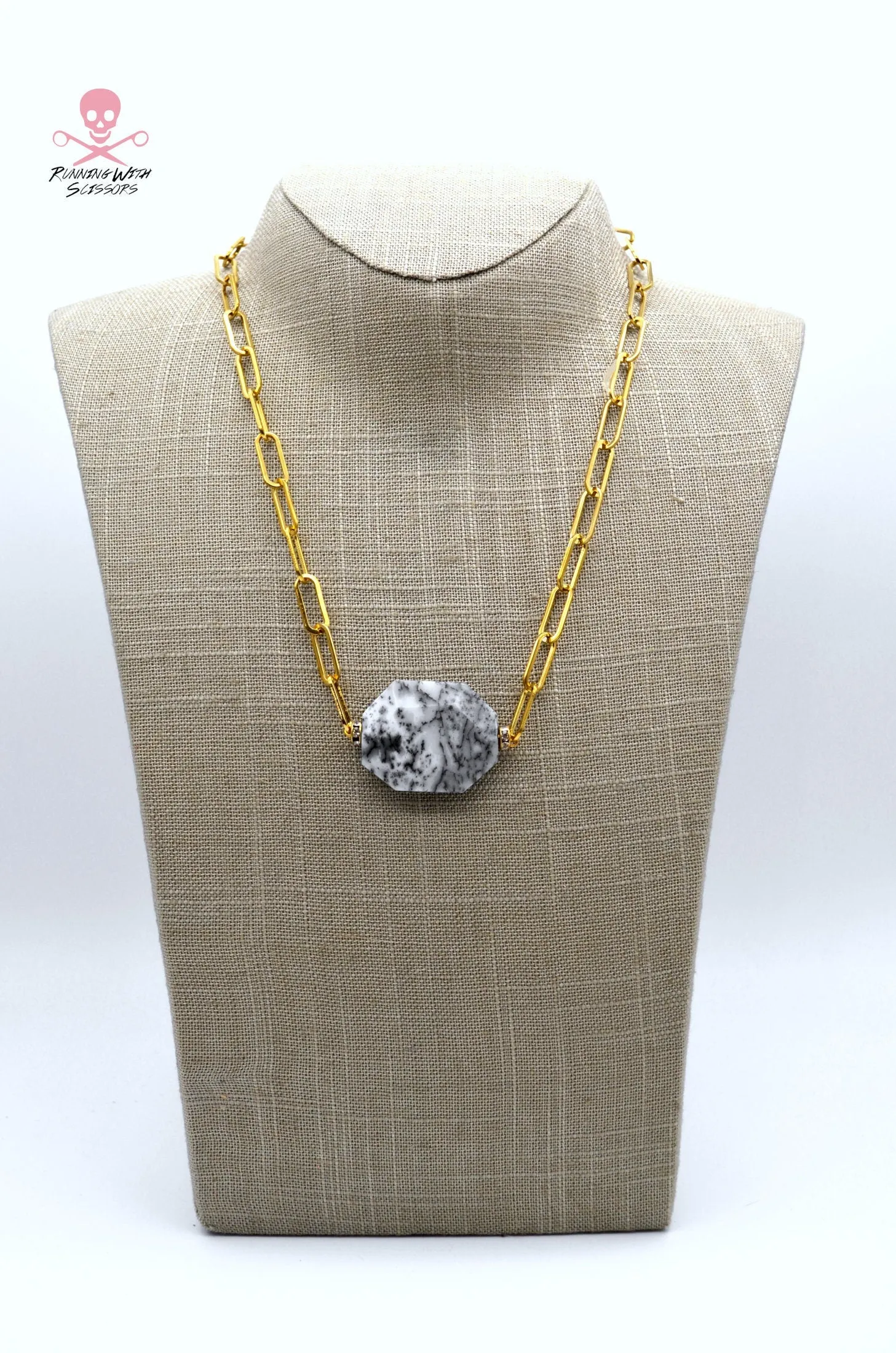 Dendrite Opal Paperclip Necklace
