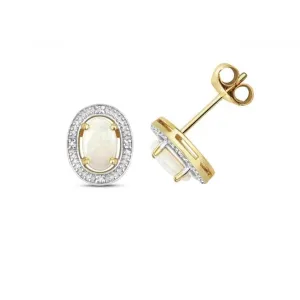 Diamond & Opal Halo Stud Earrings ED267O