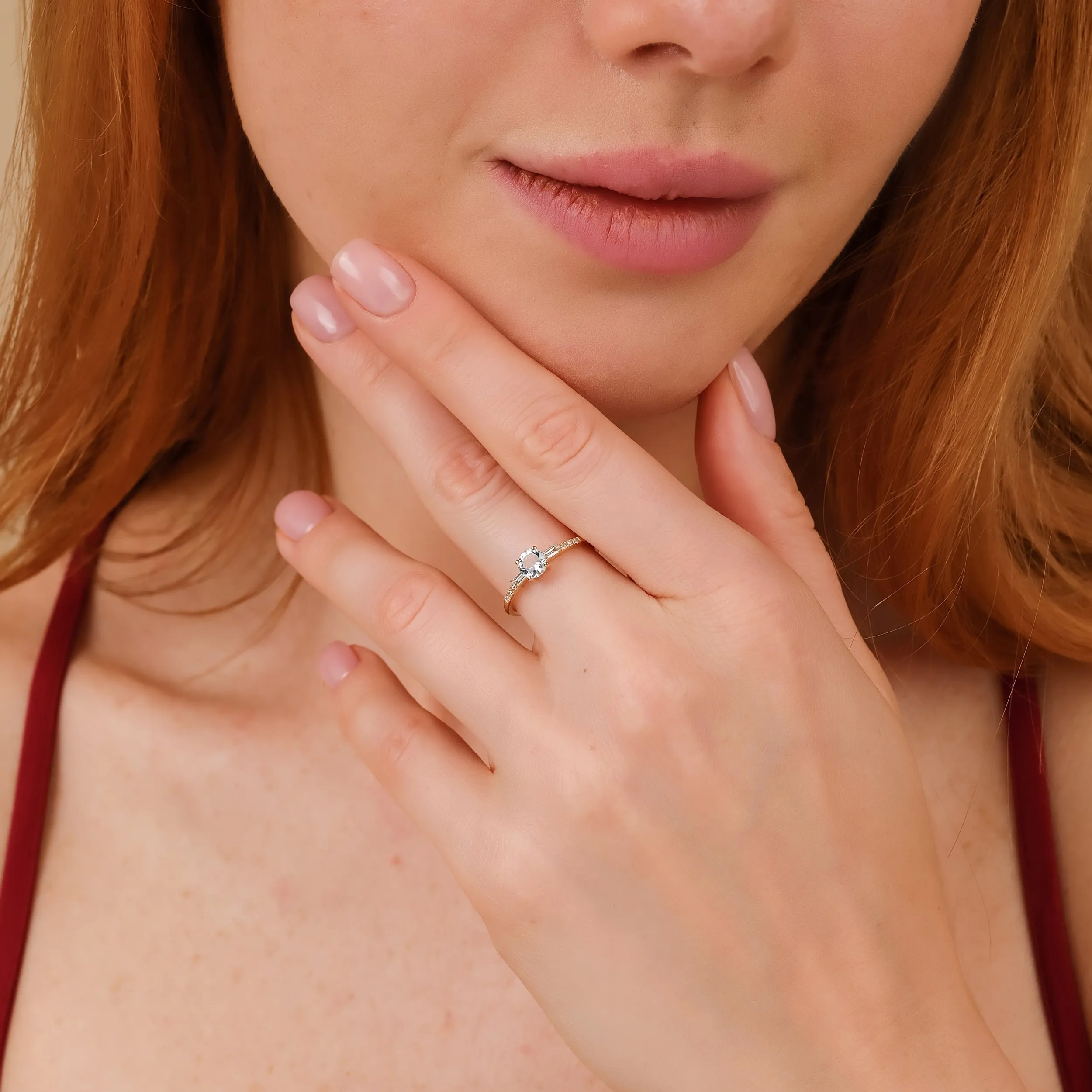 Diamond and Aquamarine Engagement Ring, Meara