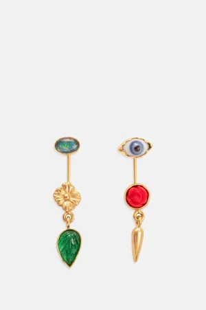 Double Detachable Victorian Drop Green Earrings