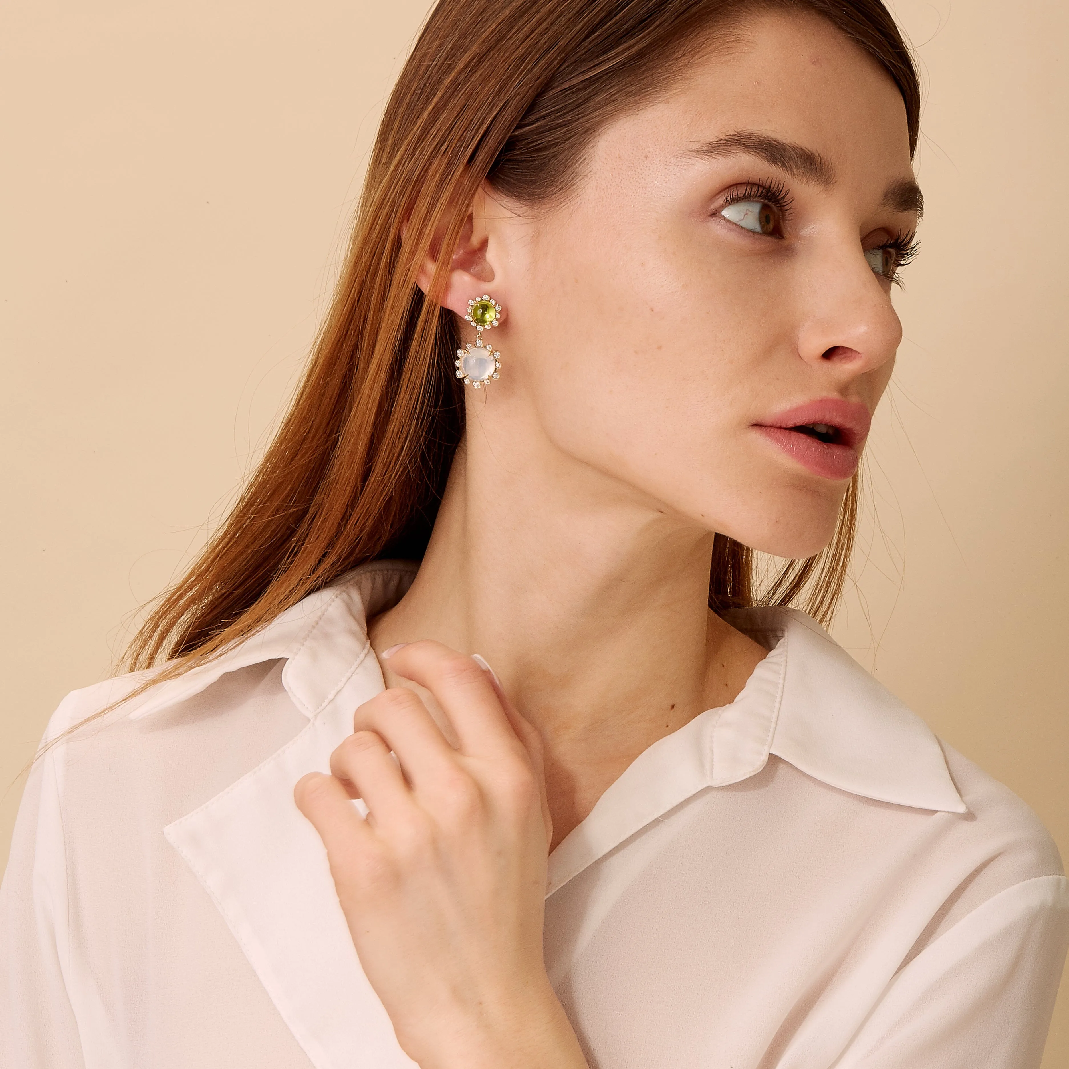 Double Drop Cabochon Earrings