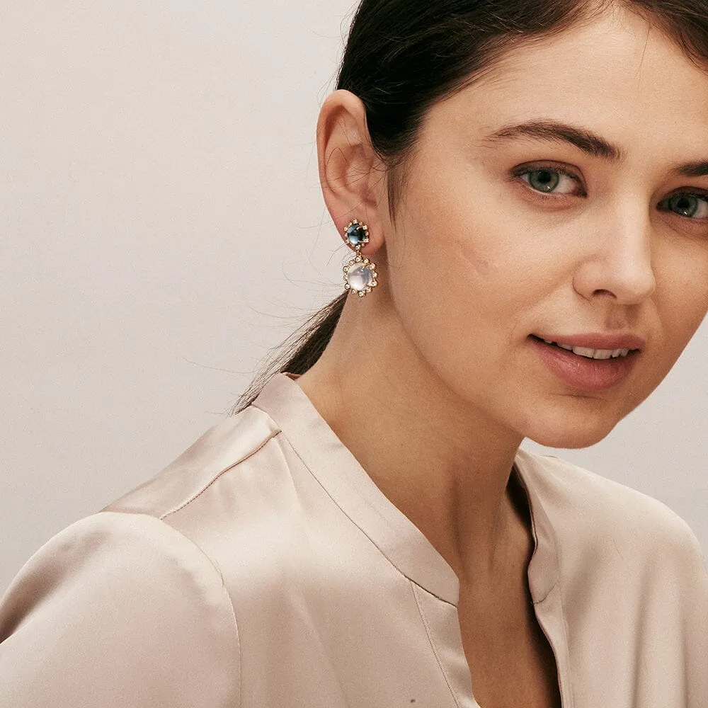 Double Drop Cabochon Earrings