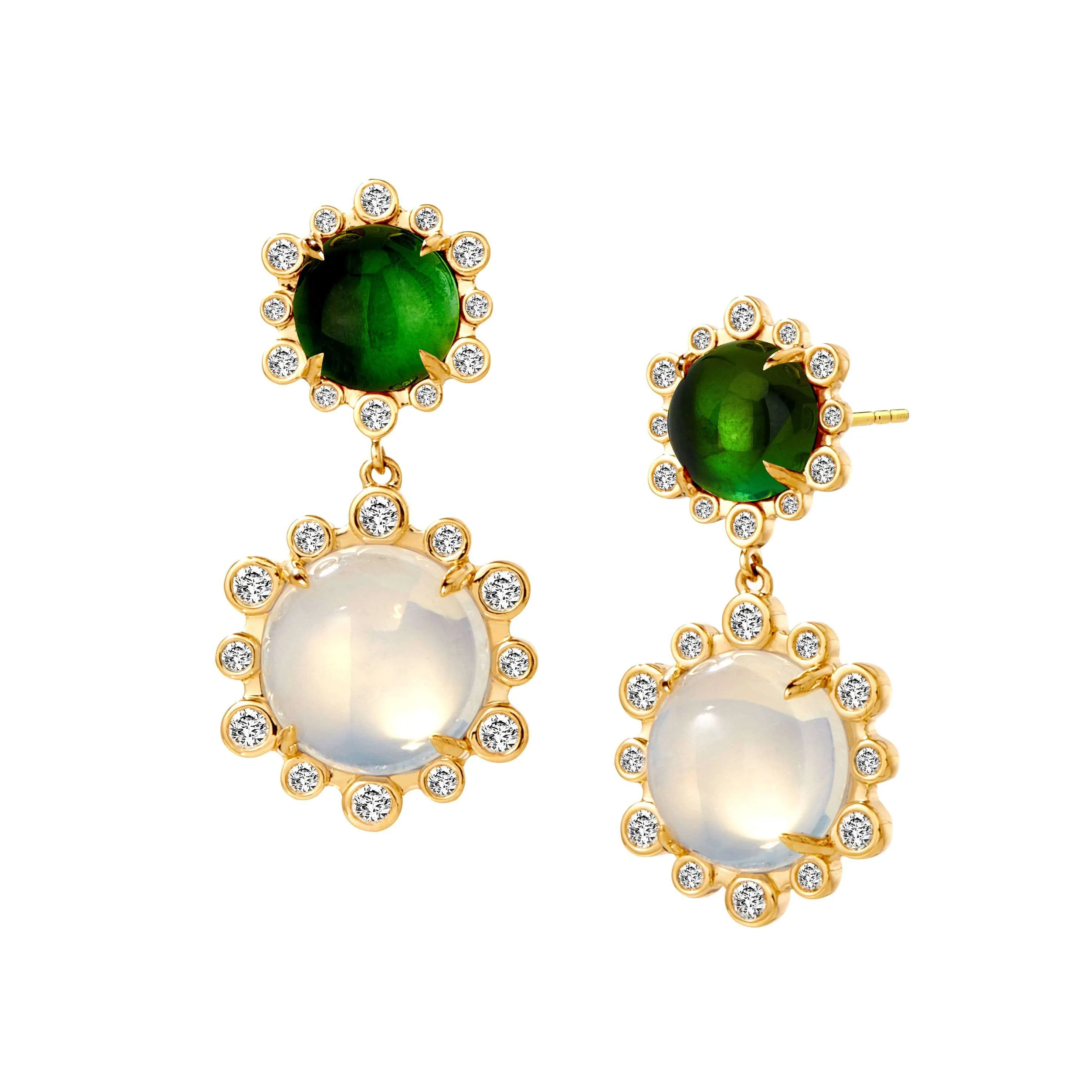 Double Drop Cabochon Earrings