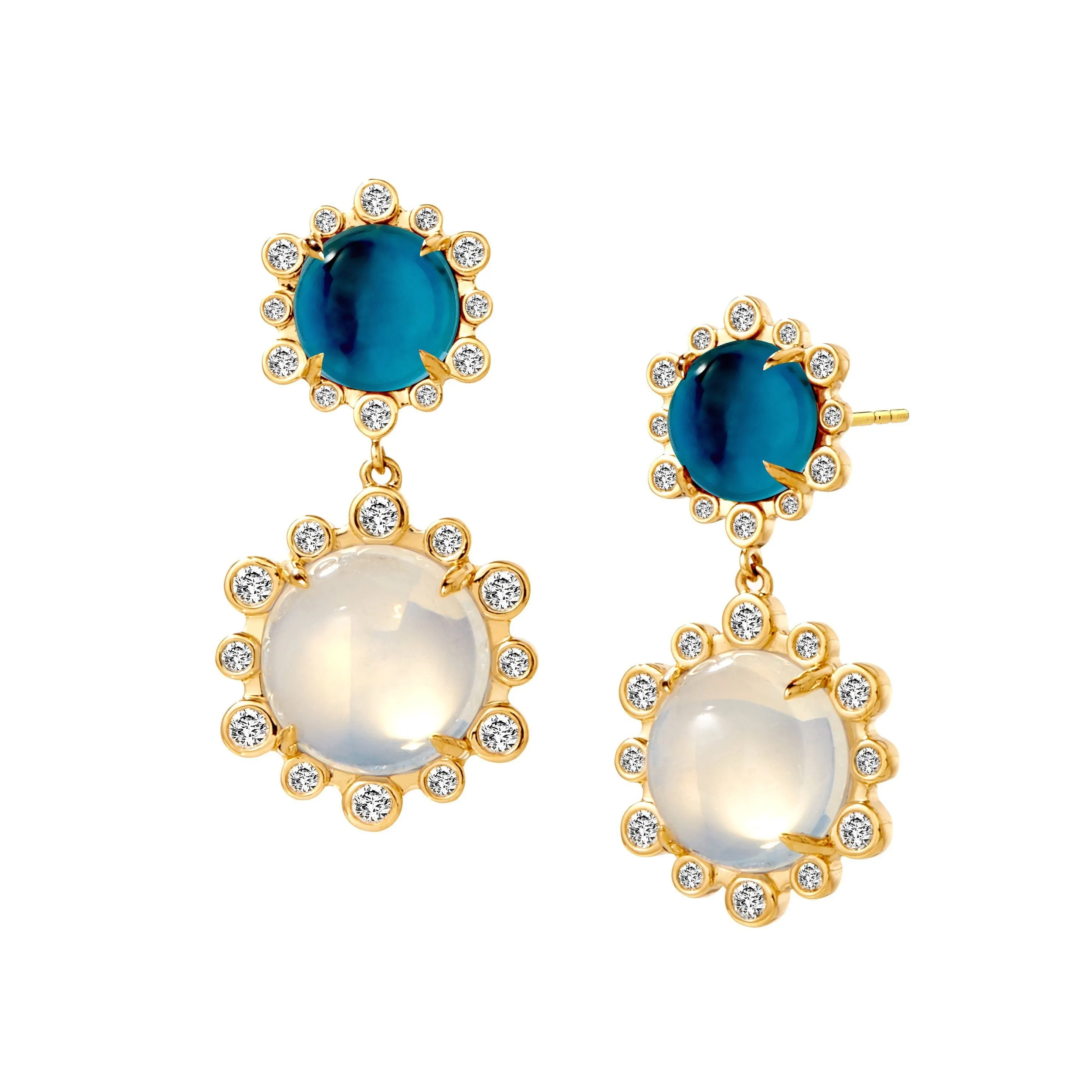 Double Drop Cabochon Earrings