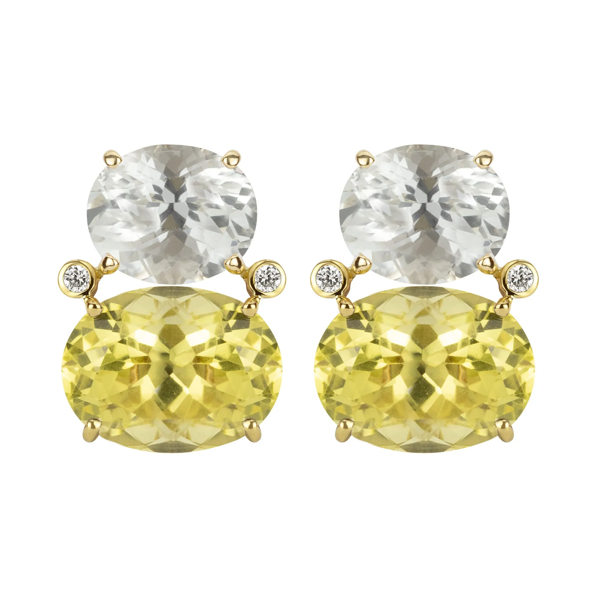 Earrings - Crystal, Lemon Quartz And Diamond (2347B)