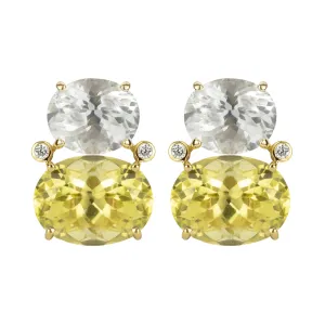 Earrings - Crystal, Lemon Quartz And Diamond (2347B)