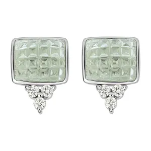Earrings - Green Quartz And Diamond