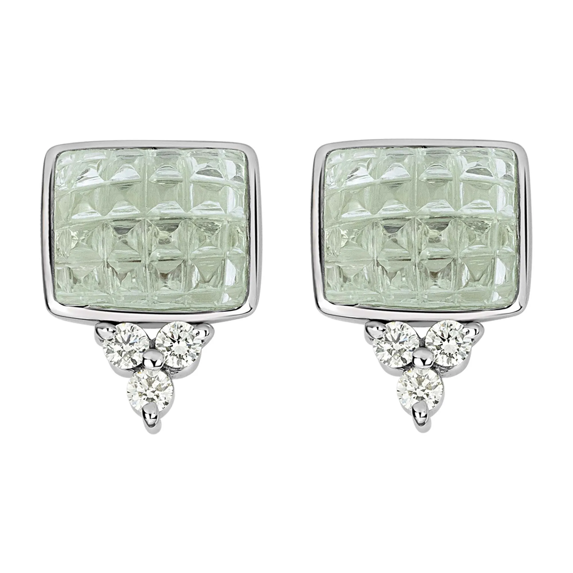 Earrings - Green Quartz And Diamond