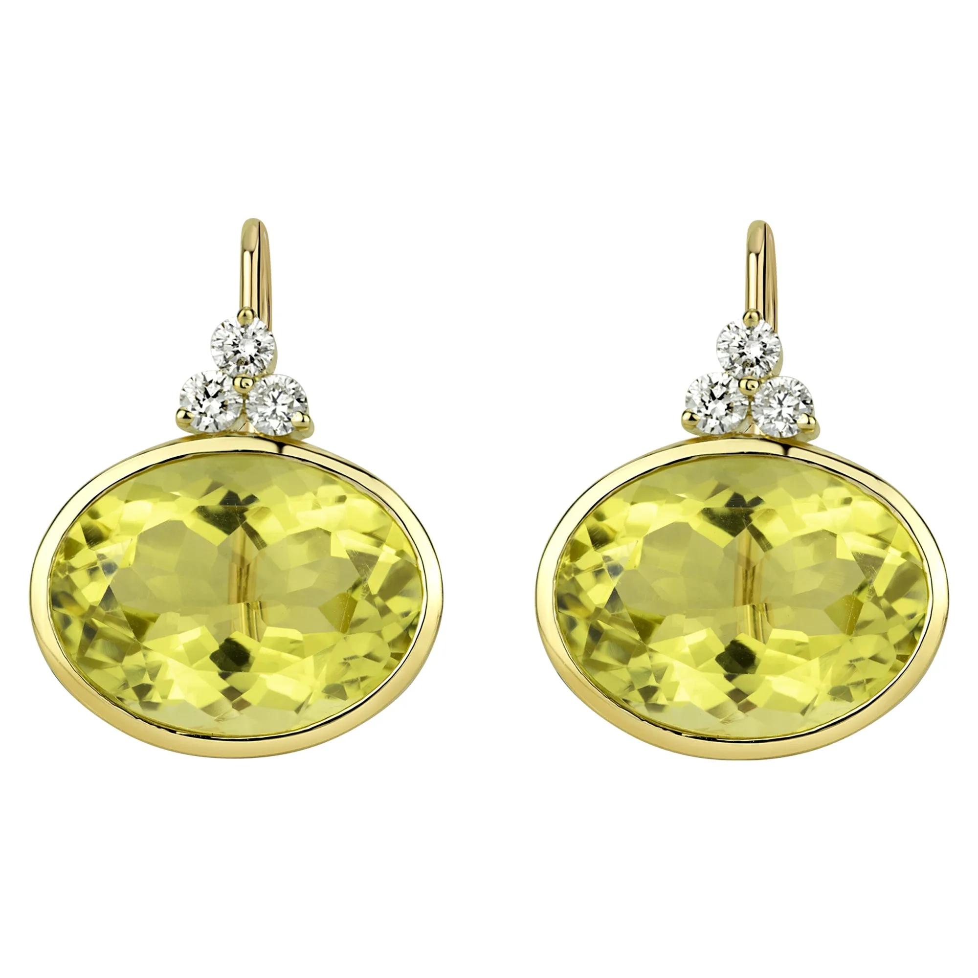 Earrings - Lemon Quartz And Diamond (2310A)