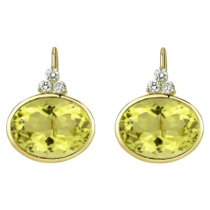 Earrings - Lemon Quartz And Diamond (2310A)