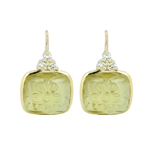 Earrings - Lemon Quartz And Diamond