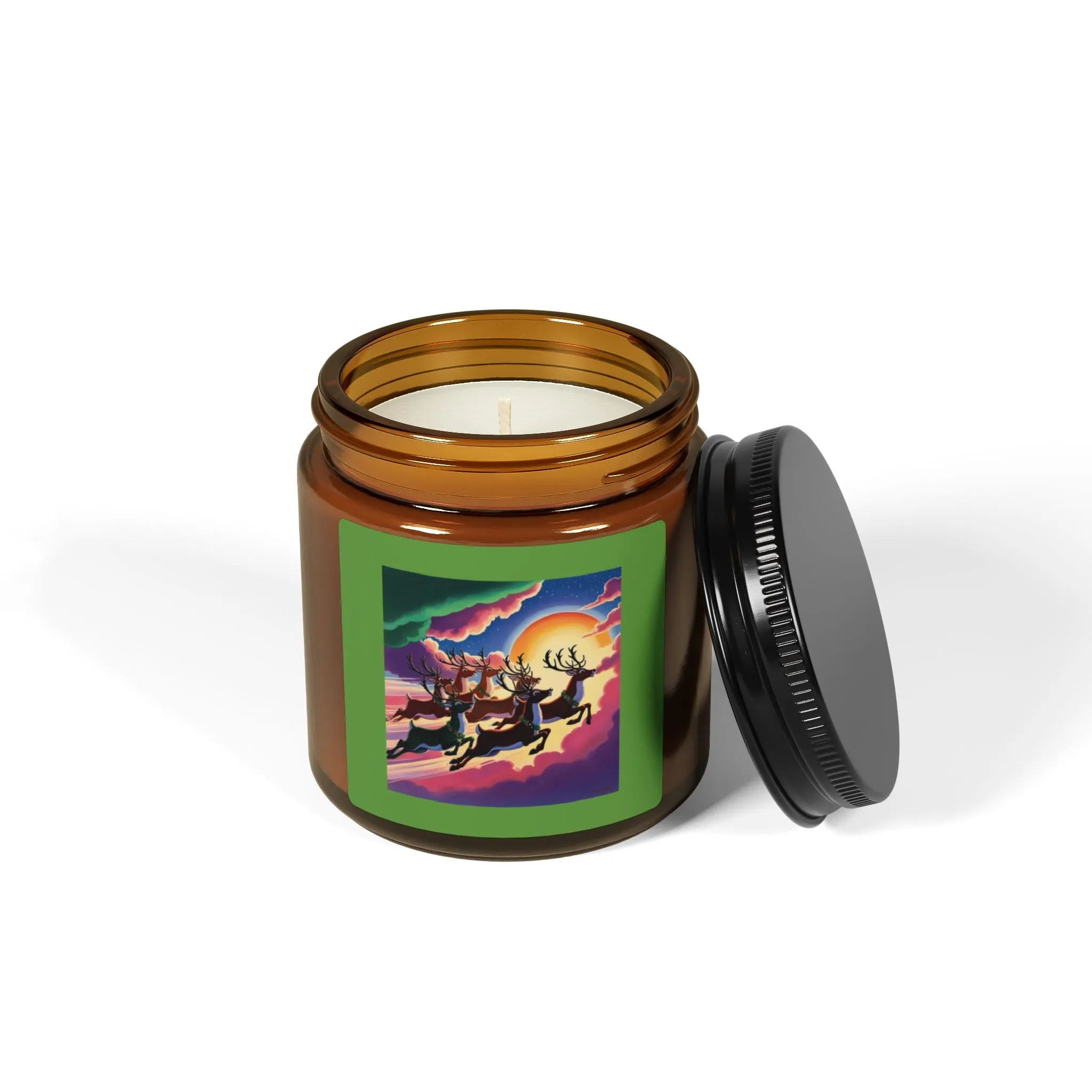 Electronic Cloud Amber Soy Candle – Santa's Reindeer in Flight