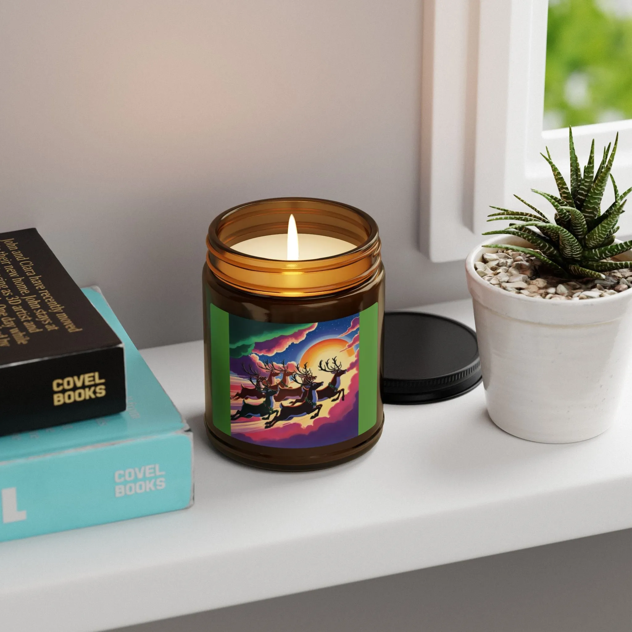 Electronic Cloud Amber Soy Candle – Santa's Reindeer in Flight