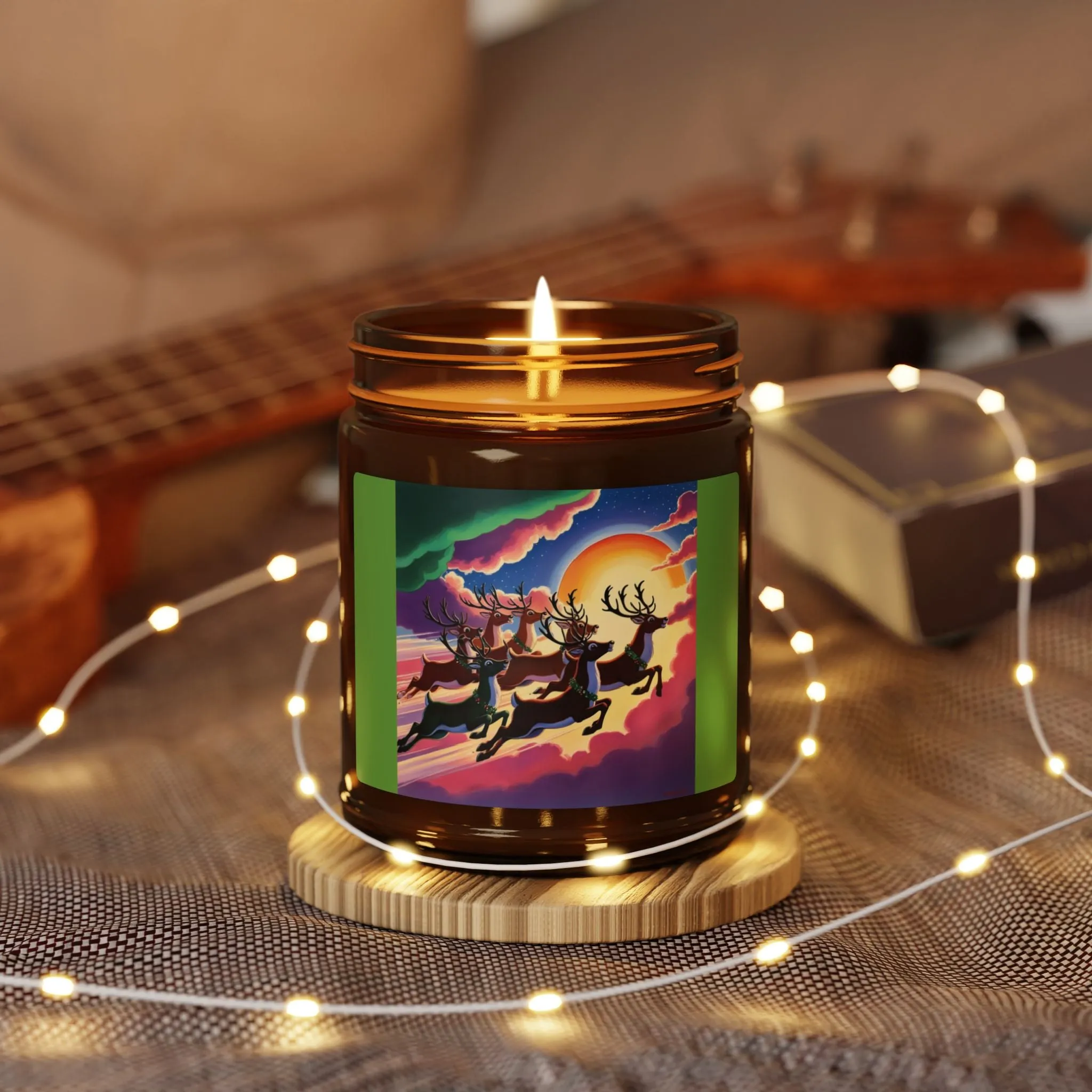 Electronic Cloud Amber Soy Candle – Santa's Reindeer in Flight