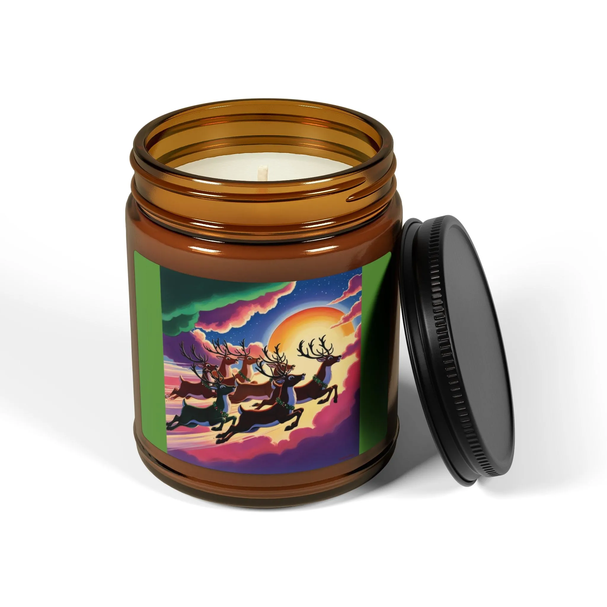 Electronic Cloud Amber Soy Candle – Santa's Reindeer in Flight