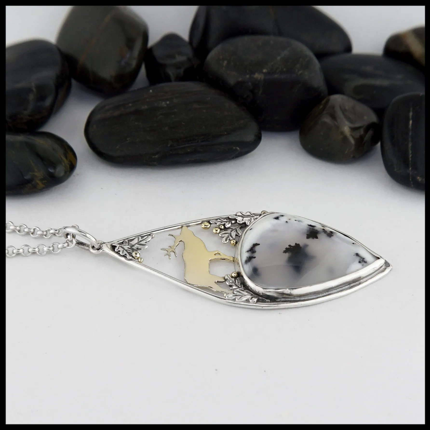 Elk Pendant with Dendritic Opal