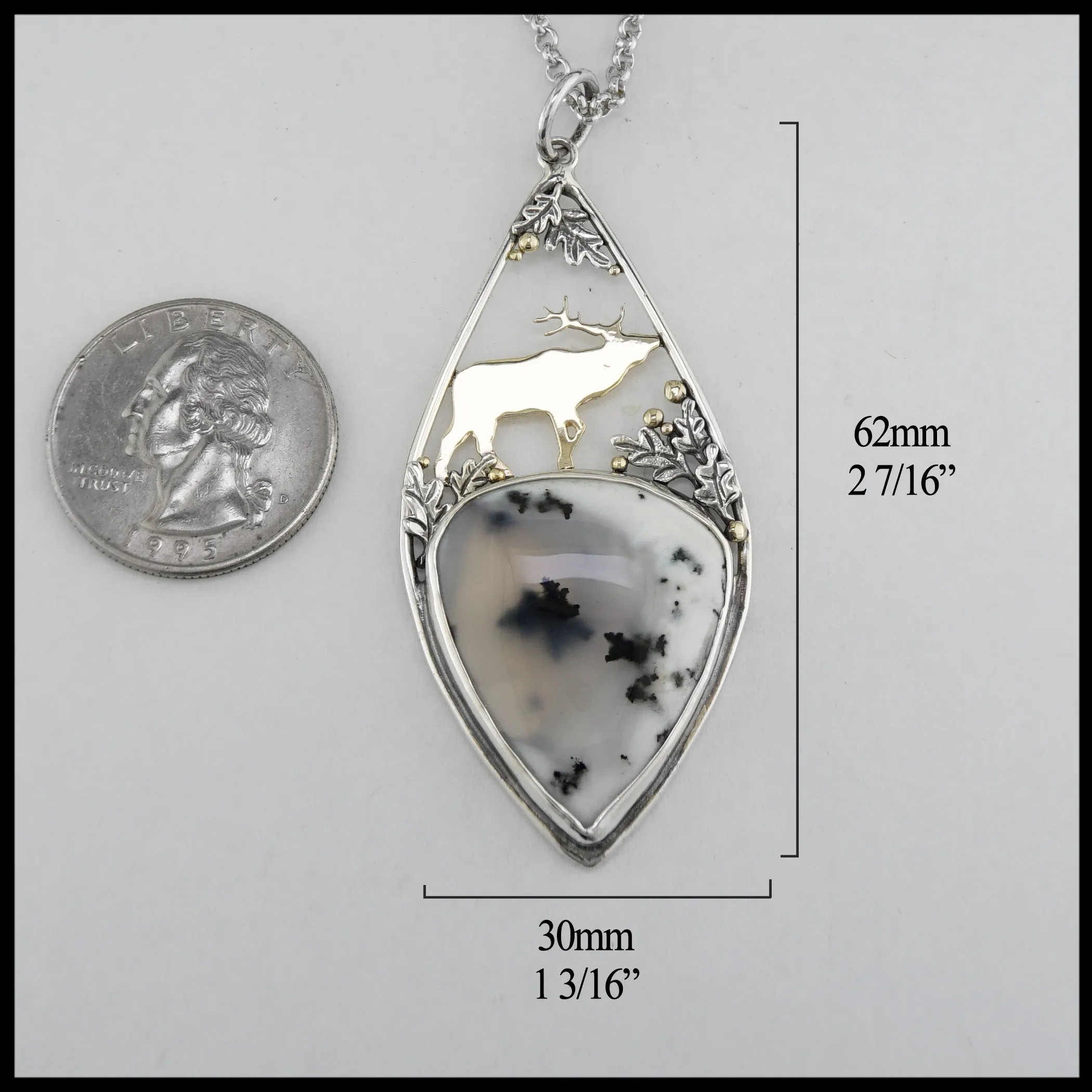 Elk Pendant with Dendritic Opal