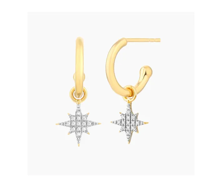 Ella Stein Gold Star Dangle Hoop Earrings (SI3053)