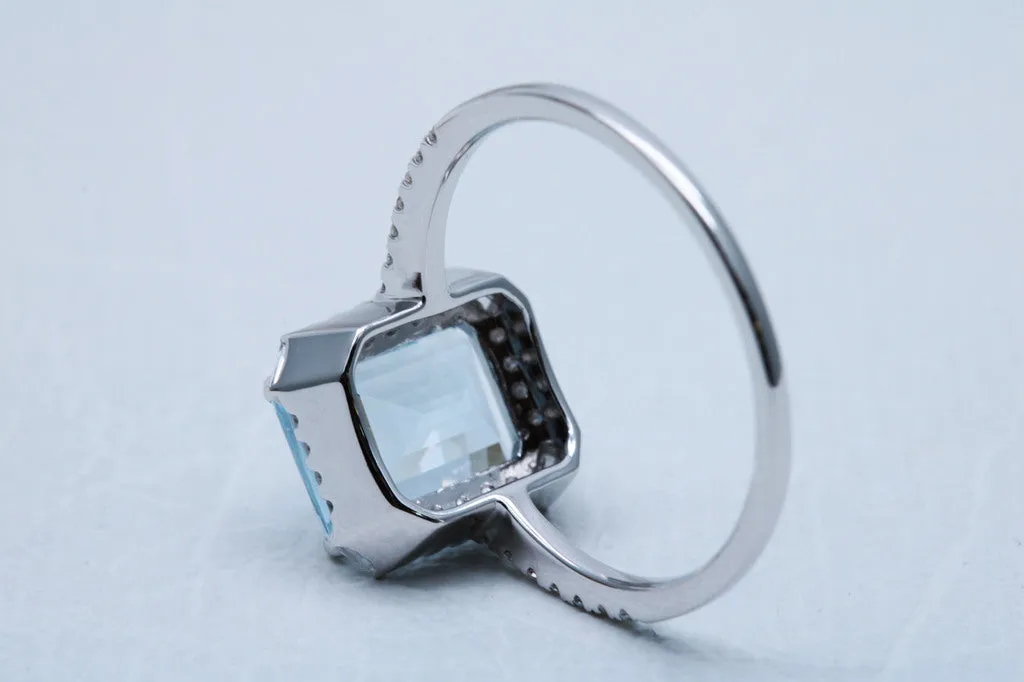 Emerald Cut Aquamarine Ring