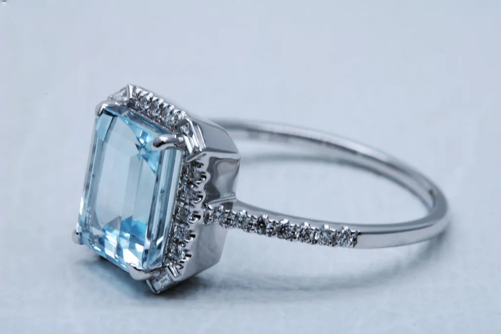 Emerald Cut Aquamarine Ring