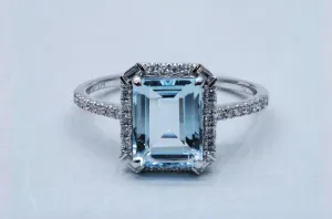 Emerald Cut Aquamarine Ring