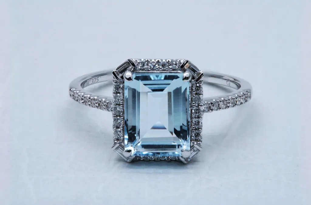 Emerald Cut Aquamarine Ring