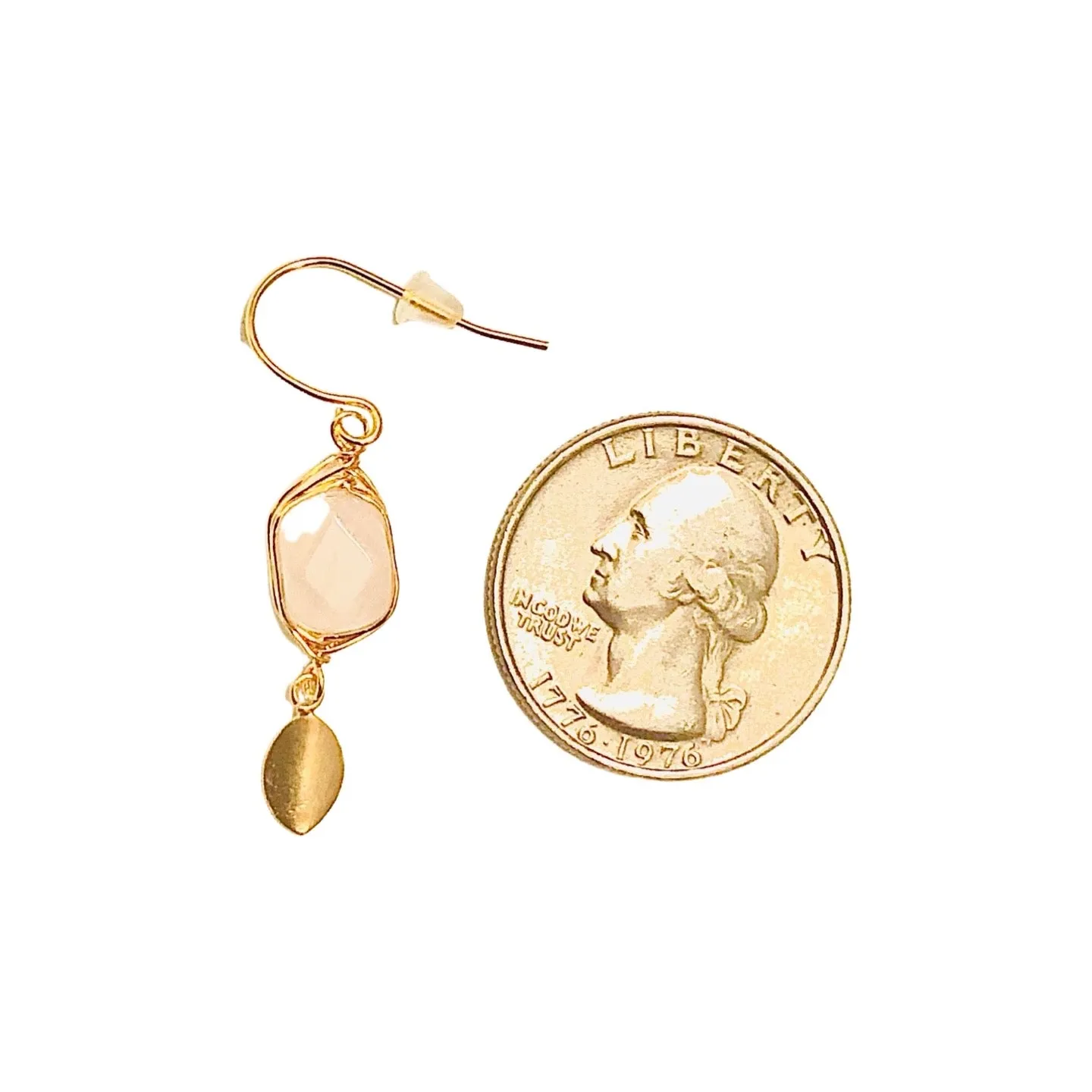 Energy Stone Leaf Drop Earrings (various stone options in gold or silver)