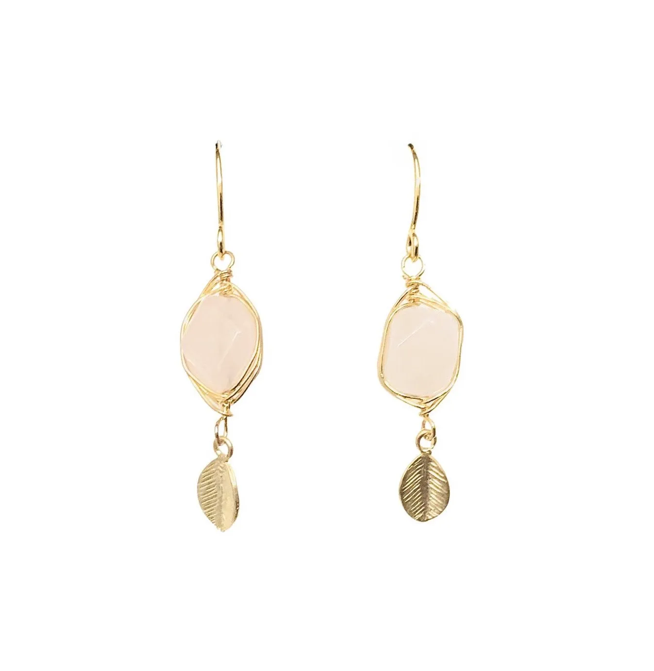 Energy Stone Leaf Drop Earrings (various stone options in gold or silver)