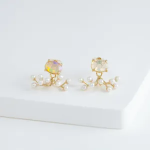 Fairy opal and pearl earrings