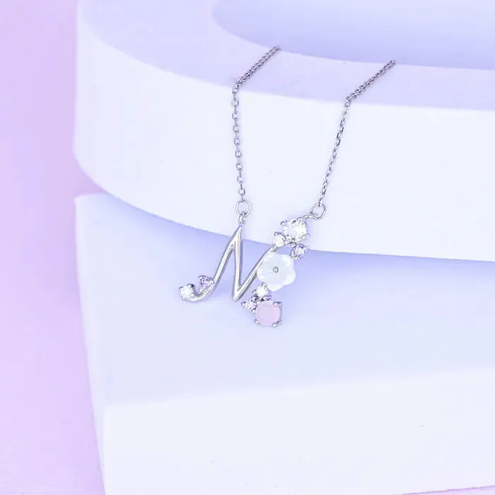 Floral 'M' Letter Chain Locket