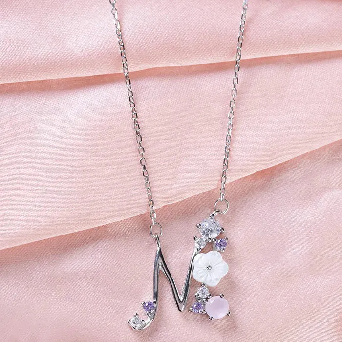 Floral 'M' Letter Chain Locket