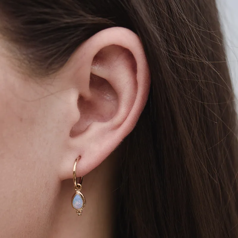 Gaia Hoop, White Opal, Gold