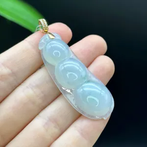 Genuine Burmese Ice Green Jadeite Pendant with 18k Rose Gold Bail