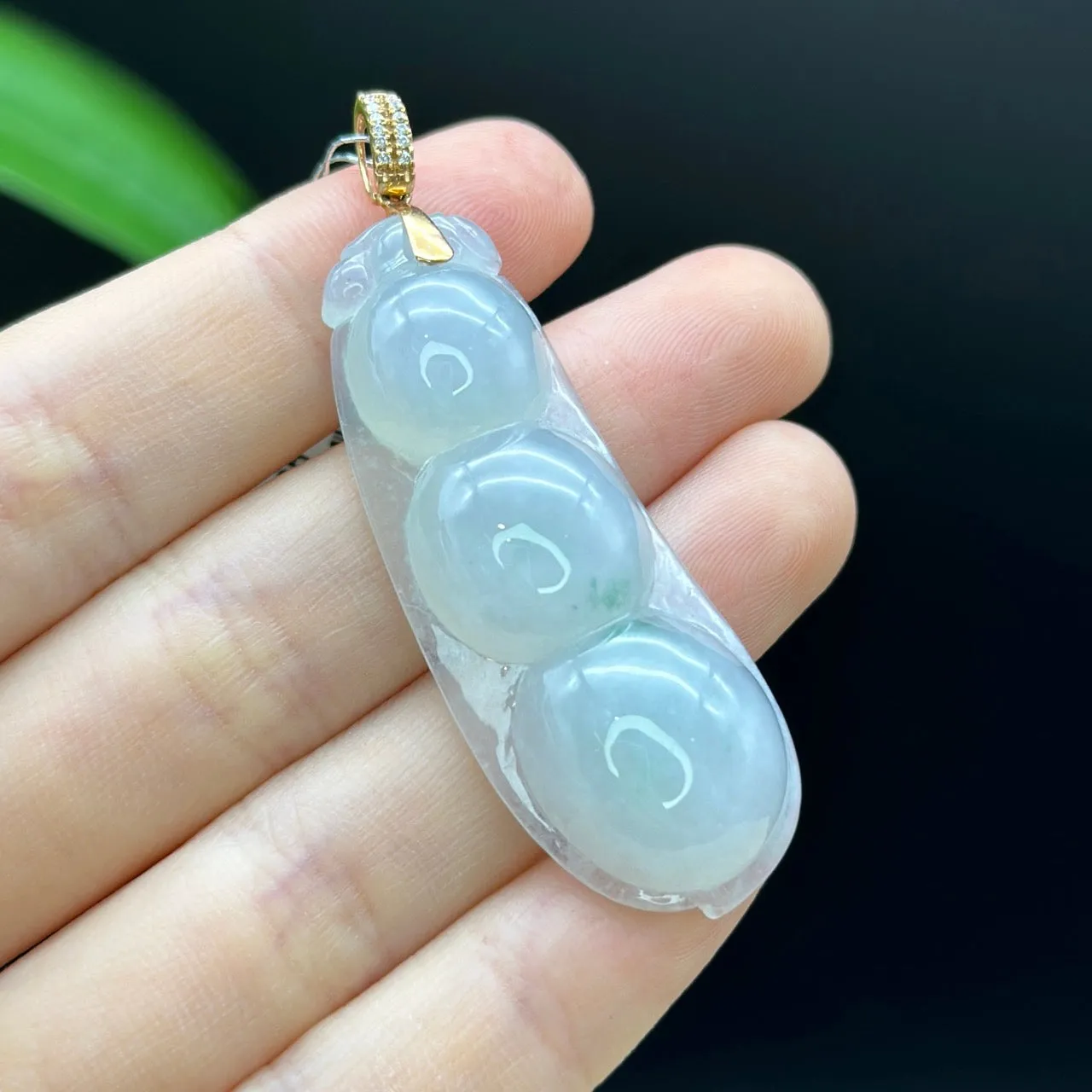 Genuine Burmese Ice Green Jadeite Pendant with 18k Rose Gold Bail