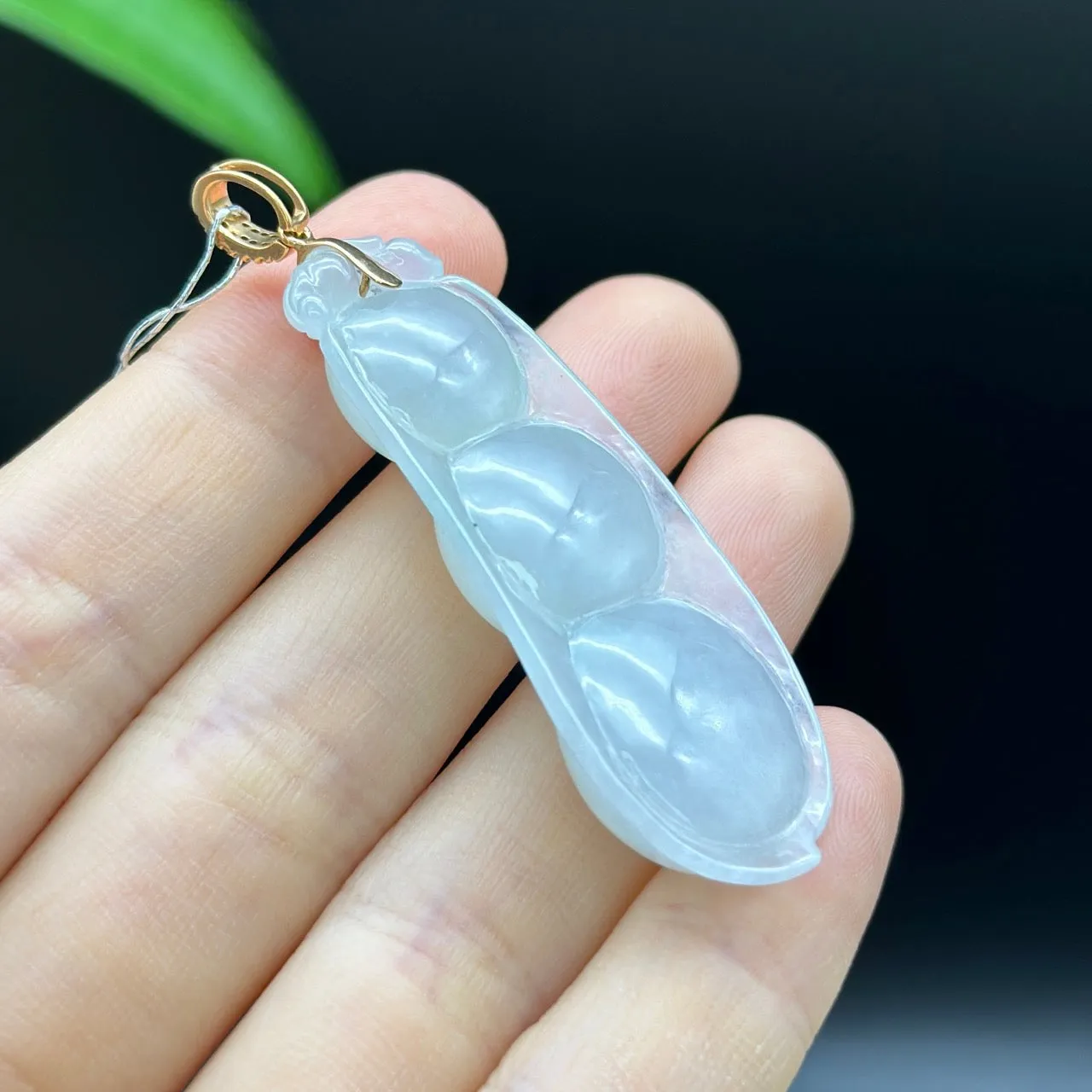Genuine Burmese Ice Green Jadeite Pendant with 18k Rose Gold Bail