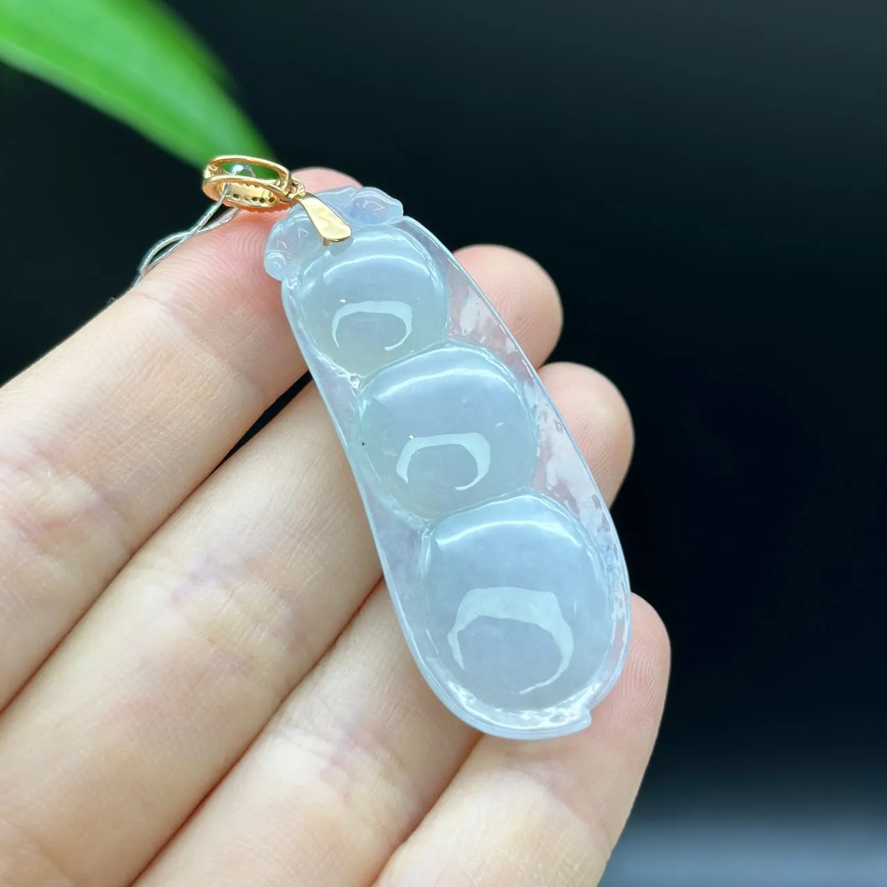 Genuine Burmese Ice Green Jadeite Pendant with 18k Rose Gold Bail