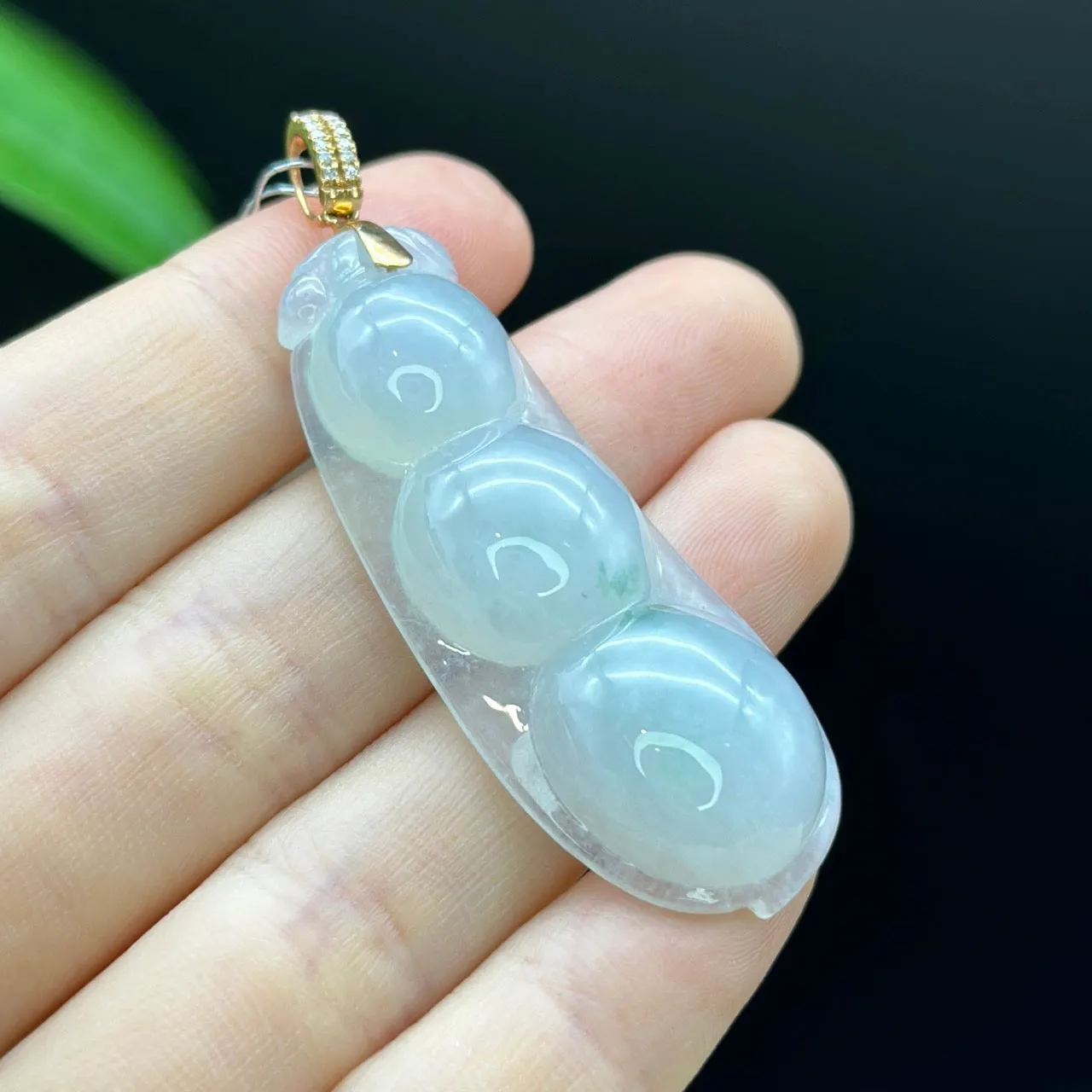 Genuine Burmese Ice Green Jadeite Pendant with 18k Rose Gold Bail