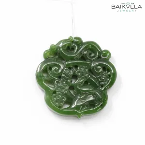 Genuine HeTian Nephrite Green Jade Dragon Pendant Necklace