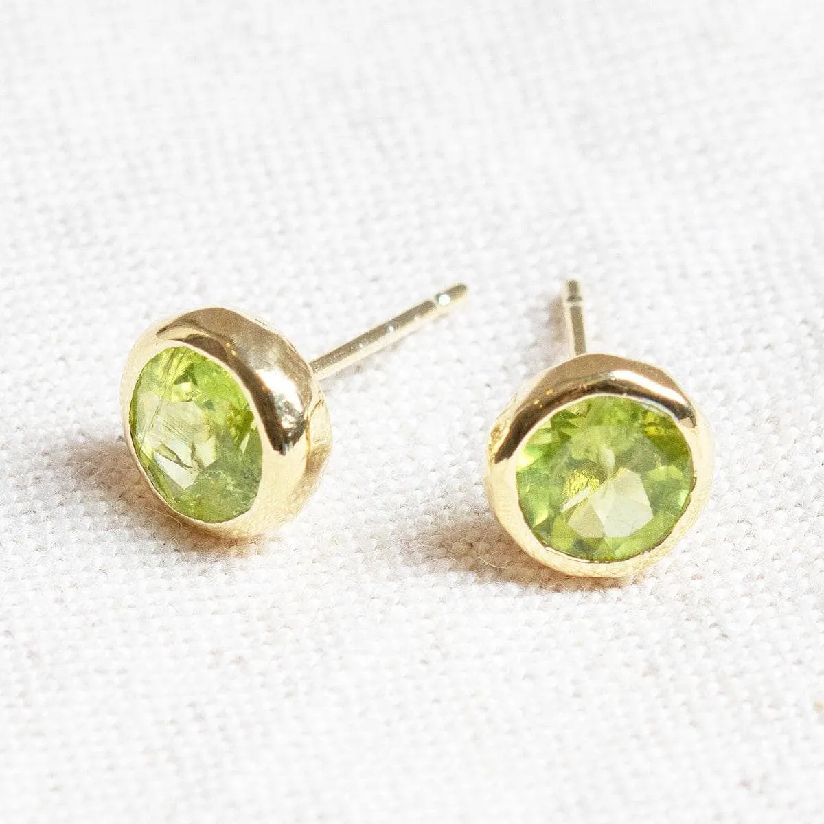 Genuine Peridot Silver or Gold Stud Earrings